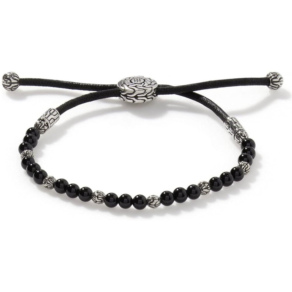 John Hardy Black Onyx Beads and Sterling Silver Adjustable Cord Bracelet